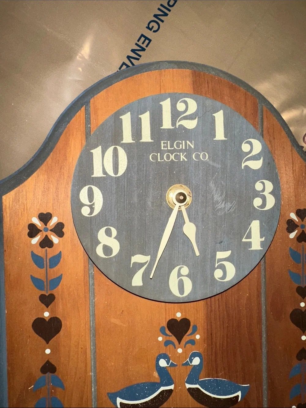 Rustic Wooden Wall Clock - Brown and Blue